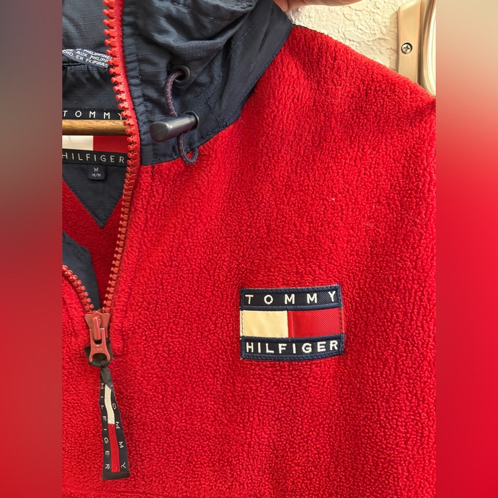 Tommy Hilfiger oversized hooded fleece zip up - Y2K vintage 90s rare!! - Picture 4 of 6